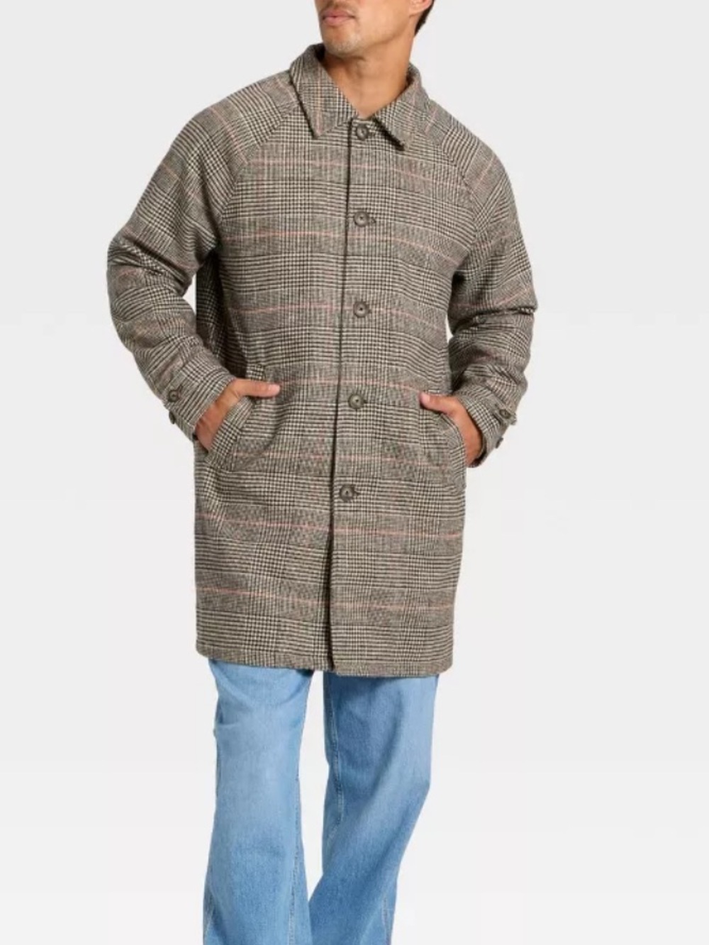 Goodfellow & Co Men's Glen Plaid Coat in Gray and Brown